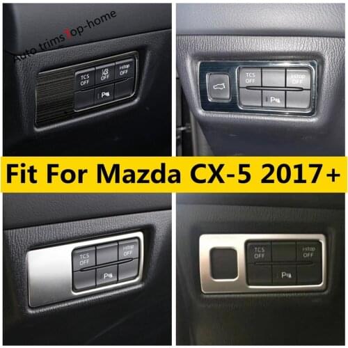 Car Headlight Lamp Switch Button Panel Cover Trim Sticker Black / Silver Stainless Steel Accessories For Mazda CX-5 2017 - 2021