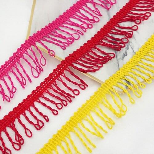 Short Fringe Tassel Crochet Lace Trims Latin Fringe 15 Yds/Lot Bright Colored Trimming Dance Dress Appliques Trims 3.5cm Long