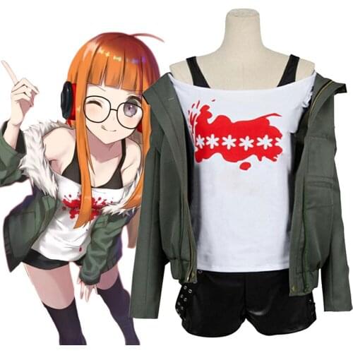 Game Persona 5 Futaba Sakura Cosplay Costume Women Girls Halloween Full Set P5 Uniform Suit Casual Coat Jacket Shirt