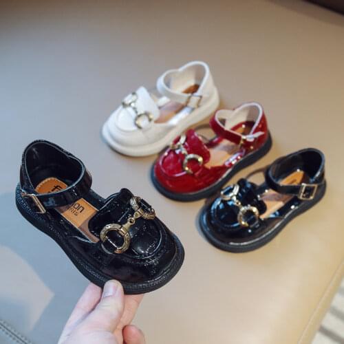 Girls Leather Shoes Princess Shoes 2021 Spring and Autumn New Rhinestone Korean Girl Fashion Butterfly Baby Princess Shoes