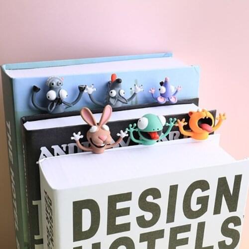 Creative PVC 3D Stereo Animal Bookmark Portable Cartoon Funny Cat Rabbit Reading Book Marks For Students Bookmark Stationery