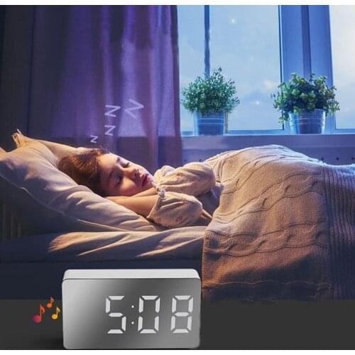 Multifunctional LED Mirror Clock Digital Alarm Display Time Night LCD Light Table Desktop USB Travel Car Alarm Home Decor