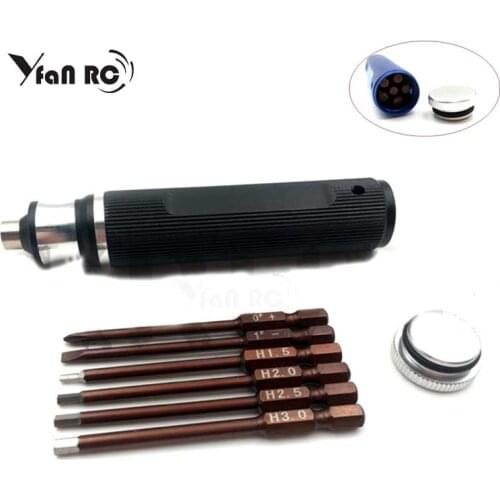 6 In 1 Hex Screw Driver Tools Kits High Quality 1.5/2.0/2.5/3.0mm/+/- Type Inner Hexagon Head RC Screwdriver Plane Model S253