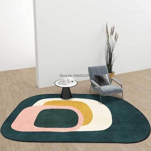 Nordic minimalist geometric irregular ellipse Morandi red black blue yellow living room bedroom bedside carpet floor mats