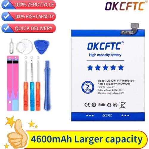 New OKCFTC Battery for ZTE Nubia Z11 Li3829T44P6h806435 NX531J High Quality 4600mAh Rechargeable Battery with Tools Gift