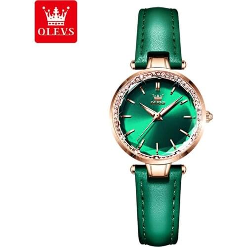 OLEVS 2021 New Casual Fashion Alloy Case Quartz 30M Waterproof Movement Rhombus Mirror Flash Diamond Embellishment Watches 6645