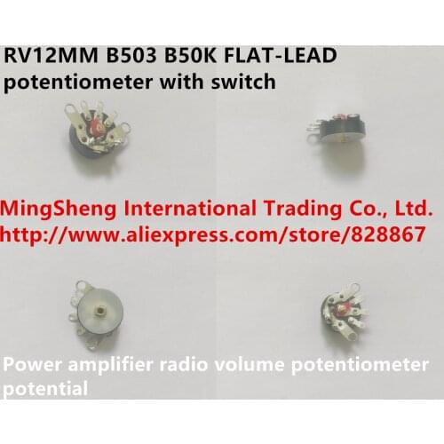 Original new 100% RV12MM B503 B50K FLAT-LEAD potentiometer with switch power amplifier radio volume potentiometer potential