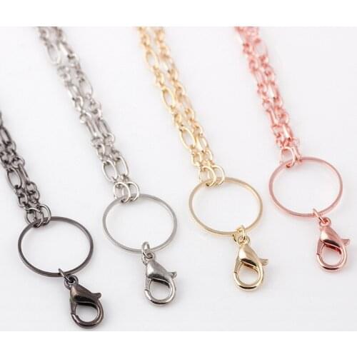 Gun Black Rose Gold Silver 65cm Necklace Chains Fit DIY locket Frame Use For Glass Floating Charms Locket Pendant