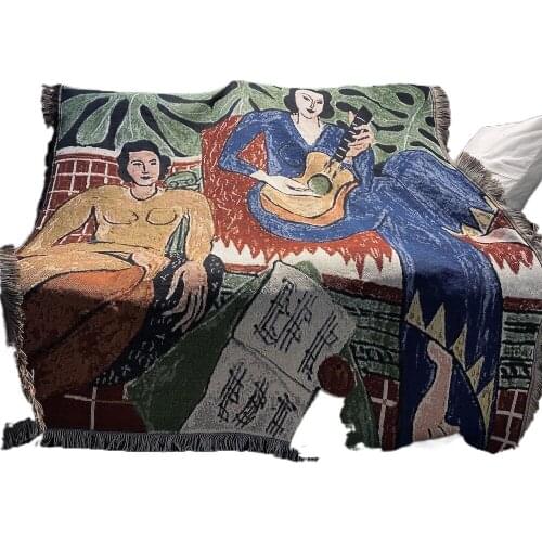 Casual Blankets Carpet Decoration Guitar woman Matisse Sofa Leisure Single Tapestry Blanket Throw