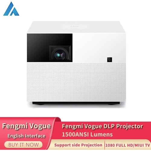 Fengmi Vogue DLP Projector 1500ANSI Lumens 1080P 2GB+32GB MIUI TV Smart Home Theater Can Side Projection Voice Remote Control