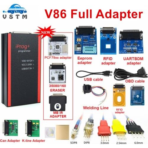 IProg Pro Programmer V86 Full Adapters Optional Probe adapter PCF79XX RFID 4C Replace Carprog/Digiprog/Tango IMMO Mileage Airbag