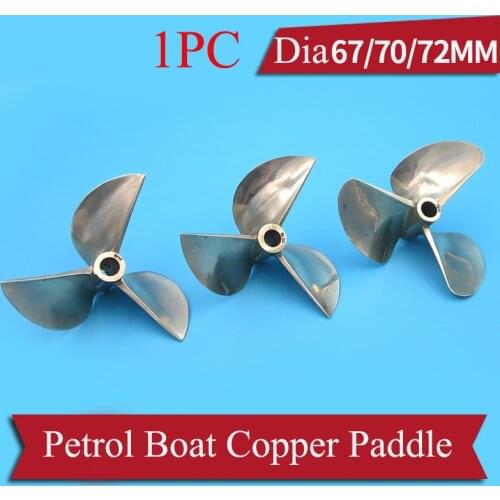 1PC Model Petrol Ship Dia 67mm/70mm/72mm Copper Propeller 3-blade Paddle Aperture 6.35mm Marine Props for RC Racing Speed Boat