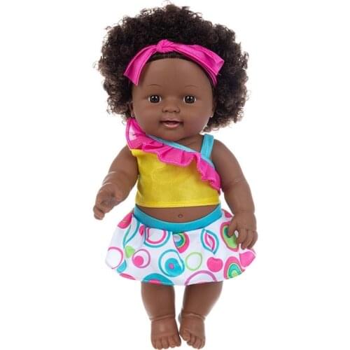 N0HD 30cm Lifelike Reborn Baby Boy Girl Doll African American Newborn Toddler Realistic Black Skin Soft Vinyl Doll Toy