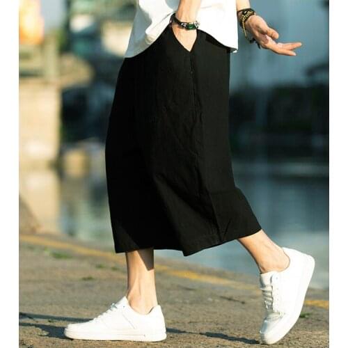 Sinicism Store Summer Men Streetwear Solid Harem Pants 2019 Cotton Linen Joggers Pants Mens Harajuku Sweatpants Casual Wide Leg