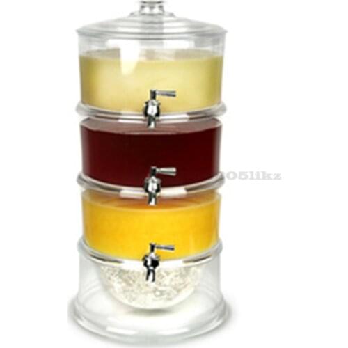 Three Layer Iced Juice Machine Separate Water Tap Juice Cold Drink Beverage Dispenser 4Lcapacity Lemonade Cold Insulation Barrel