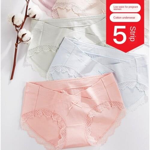 5 Pcs Pregnant Women Panty Underwear Abdomen Supporting Cotton Breathable Shorts Before And After Childbirth Pregnant Large Size