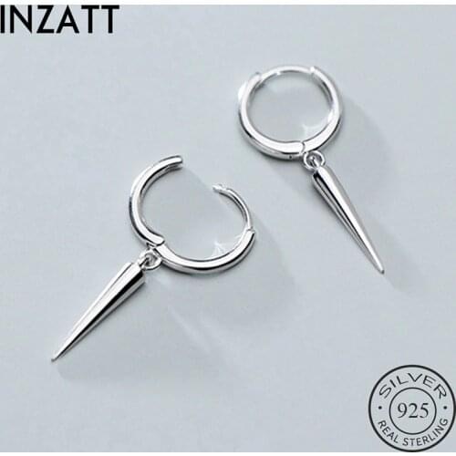 INZATT Real 925 Sterling Silver Minimalist Hoop Earrings For Fashion Women Party Geometry Round Fine Jewelry Cute Accessories