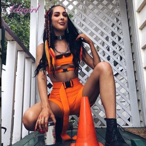 Women Jogging Two Piece Set Sexy Solid Color Strapless Crop Tops + Adjustable Belt Short Pants Suit Sport Tracksuit Matching Set