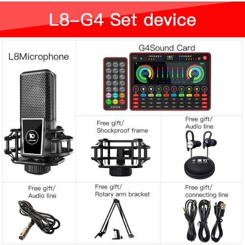 G4 Live Sound Card Microphone L8 Sound Card Stand Tray Webcast Full Set Of Live Broadcast Equipment Audio Sound Card For Phone