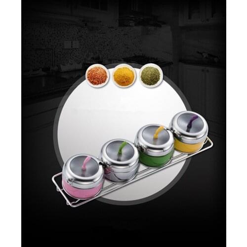 1SET Stainless Steel Spice Jar kitchen Seasoning Jar Bottle Pepper salt Shaker Cruet Condiment Cooking Tools Set JO 1095