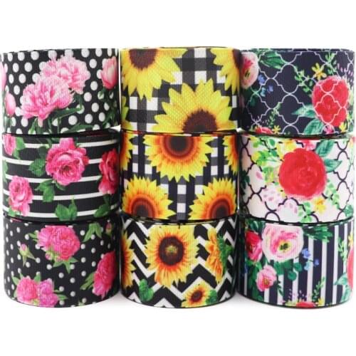 10 Yards 1.5" 38MM Flowers Printed Grosgrain Ribbons For Hair Bows DIY Handmade Materials Y2020113001