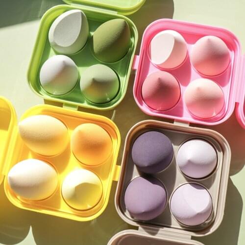 4pcs/box Beauty Egg Set Gourd Water Drop Puff Makeup Puff Set Colorful Cushion Cosmestic Sponge Egg Tool Wet and Dry Use