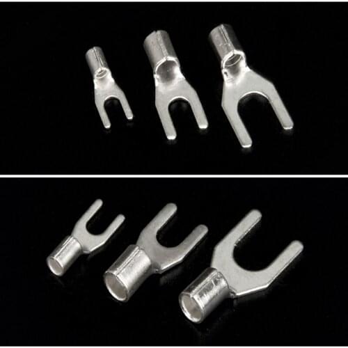 50pcs UT4-6 all copper cold junction Y terminal fork type Y terminal U type line bare terminal line nose