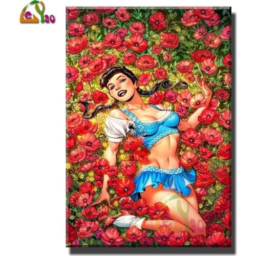 5d Diy Diamond Painting Poppy Pretty Girl Full Square Diamond Embroidery Flowers Rhinestone Cross Stitch Mosaic Kit Home Decor