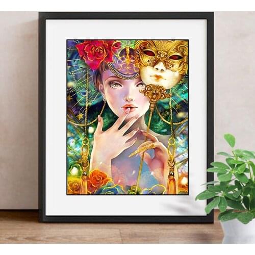 5D DIY Diamond Painting Lady Mask Full Painting Needlework Embroidery Patterns Rhinestone Paint With Diamonds
