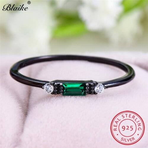 925 Sterling Silver Thin Rings For Women Minimalist Wedding Ring Stacking Small Rectangle Zircon Promise Engagement Ring Jewelry