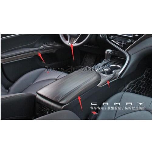 Accessories Fit For Toyota Camry 2018 2019 Black Center Console Seat Armrest Box Protection Pad Molding Cover Kit Trim