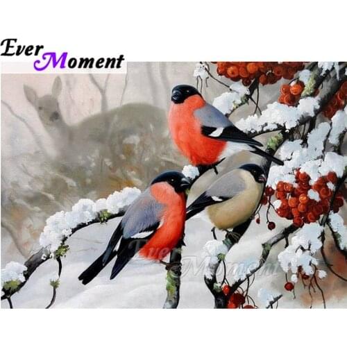 Ever Moment Diamond Painting Birds on Tree Snow Handmade Picture Rhinestone Mosaic Full Square Drill Diamond Embroidery ASF1785