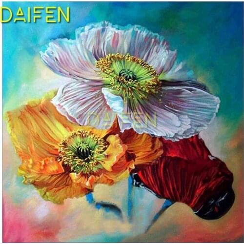 DIY 3D Diamond mosaic Full Round Diamond embroidery Cross stitch Full Square Diamond painting pink yellow red Poppy flower