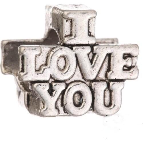 Antique Silver Metal Charm Love Spacer Beads Fit Bracelet Jewelry Diy 10x9mm DKZ006