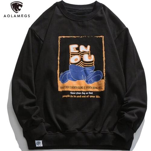 Aolamegs 2021 Hoodies Sweatshirt Mens Hip Hop Cartoon Print Pullover Streetwear Male Tops Autumn Harajuku Oversized Hoodies