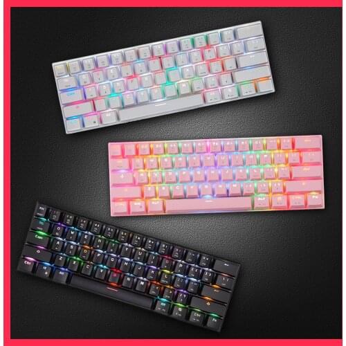 Motospeed Bluetooth Wireless Mechanical Keyboard RGB Backlight Min Gaming Keyboards Anti-Ghosting For Gamer Laptop 61Key Tablets