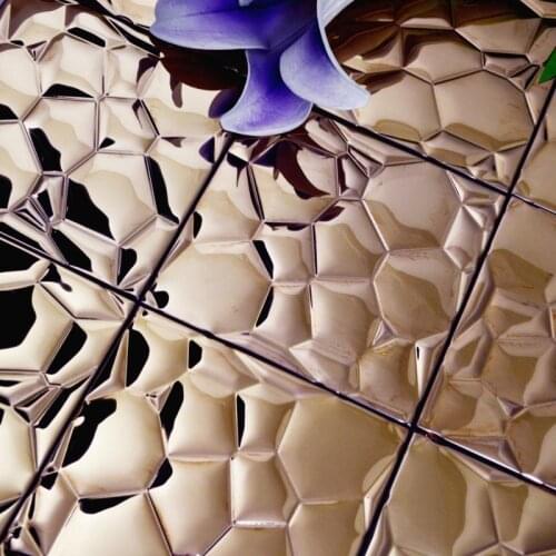 Rose pink color Water Cube metal mosaic stainless steel mosaic kitchen backsplash dining room bedroom wall tiles living room