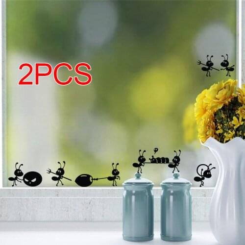 2pcs/lot Black Cartoon Ants Wall Sticker for Kids Room Living Room Windows Home Decor Wall Decals Glass Sticker Home Decoration