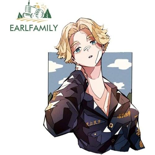 EARLFAMILY for Tokyo Revengers Creative Character Car Sticker Laptop Wall Motorcycle Mikey Decals Scratch-Proof Anime Decor