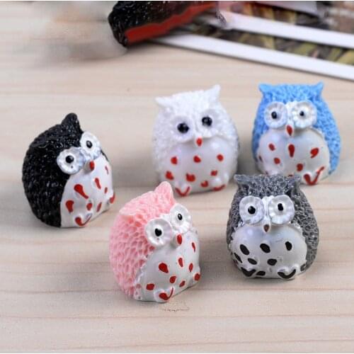 5pc Owl Figurine Miniature Decoration mini fairy garden animal statue resin craft Home Micro Landscape Decoration DW-S-117