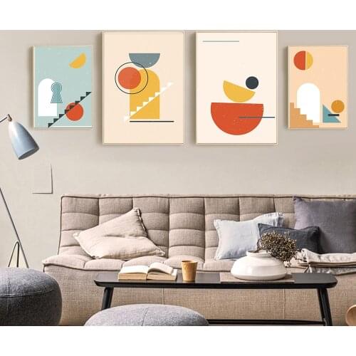 Geometric Abstract Patterns Illustration Nordic Posters Prints Wall Art Canvas Painting Wall Pictures For Living Room Decor