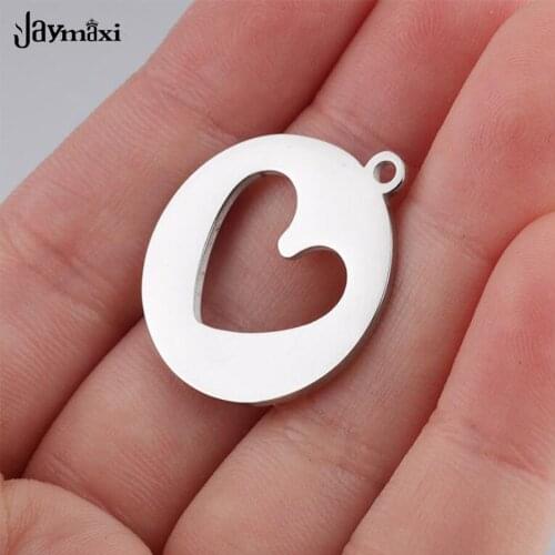 Jaymaxi Stainless Steel Heart Charm Mirror Polished Hollow Love For DIY Jewelry Making Pendant 23*25.8mm 5Piece/lot