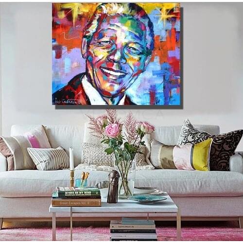 Nelson Mandela Portrait Poster Abstract Colorful Oil Painting Acrylic On Canvas Art Prints for Living Room Home Decoration