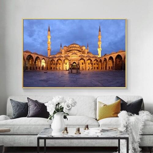 Sultan Ahmed Mosque Building Painting Canvas Art Home Decor Scandinavian Posters and Prints Wall Picture for Living Room