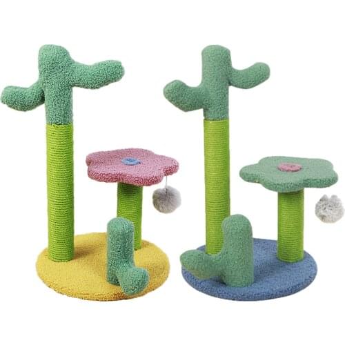 Cactus Cat Tree Scratching Post Kitten Climbing Frame Scratcher Toy
