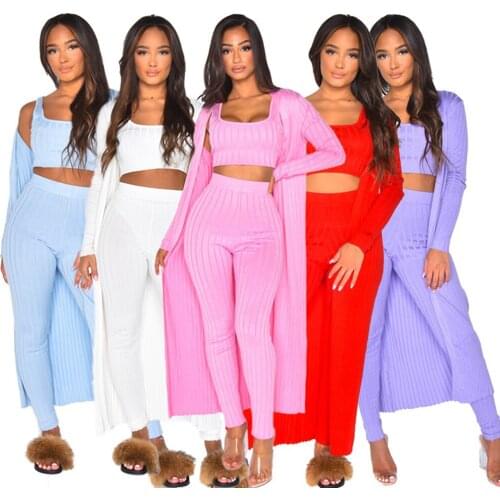 3 Piece Set Women fall Three Pieces Sets Summer crop top Clothes Home Suit Ensemble Femme Conjuntos De Mujer костюм женский