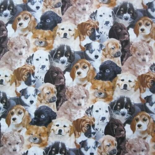 Beautiful Cartoon Dog Fabric 100% Cotton Fabric Dogs Digital print Fabric Patchwork Sewing Material For Diy Dress Baby Clothing