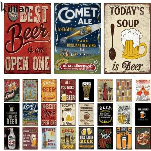 Todays Soup Is Beer Cartoon Metal Plate Retro Wine Creative Advertising Art Metal Poster Bar Restaurant Club Wall Metal Plaque