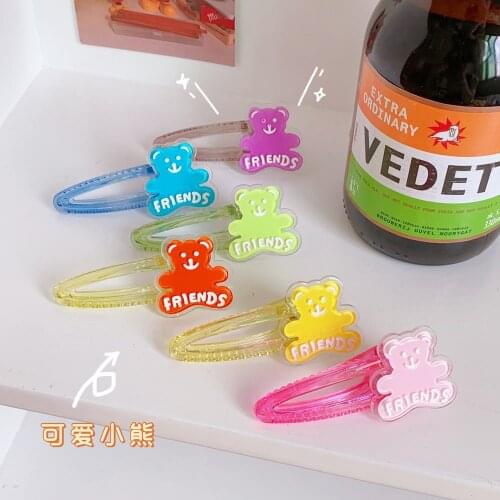 Sweet Acrylic Bear Barrettes Headwear Hair Clip For Women Friends Fashion Hairpins Hair Accessories Headdress Girl Bobby Clip