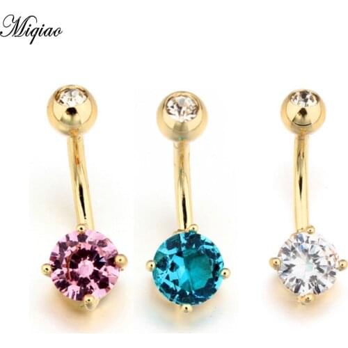 Miqiao 1 Pcs Piercing Jewelry Stainless Steel Belly Button Nail Four-claw Belly Button Ring Belly Button Button Hot Sale